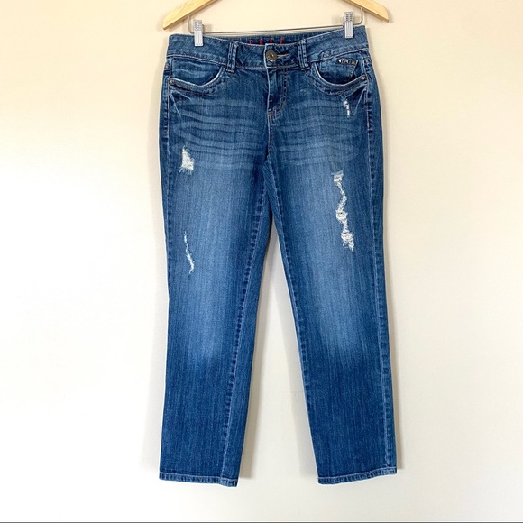 Elle Denim - Elle Distressed Medium Wash Crop Jeans